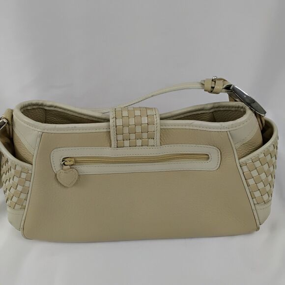 Brighton Cream & Tan Leather Shoulder Bag with Woven Accents - Picture 2 of 7